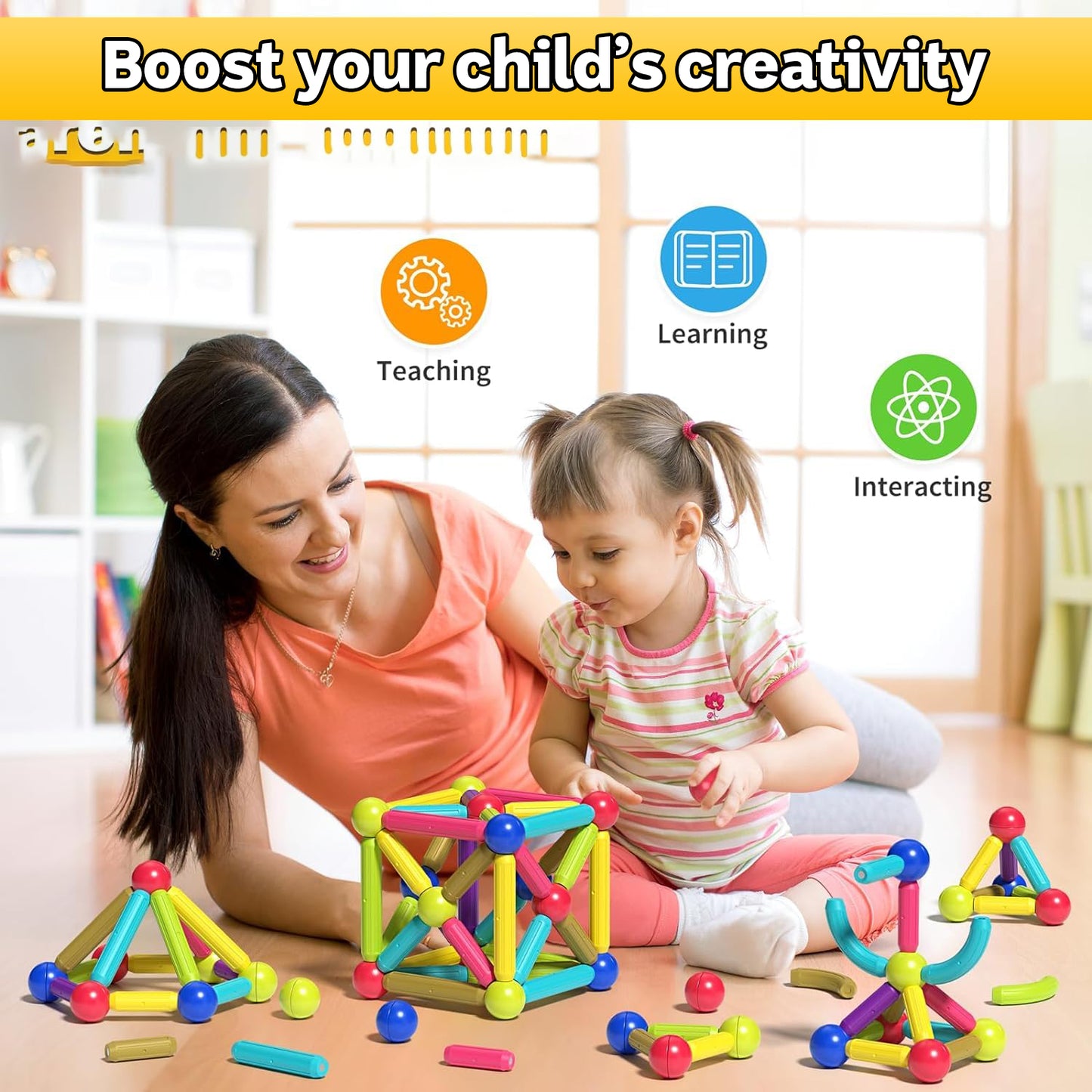 STEM Magnetic Sticks & Blocks – Build 25 Pieces